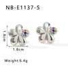 Wholesale Flower Earrings Stainless Steel Five Petal Flower Design Electroplated For Women