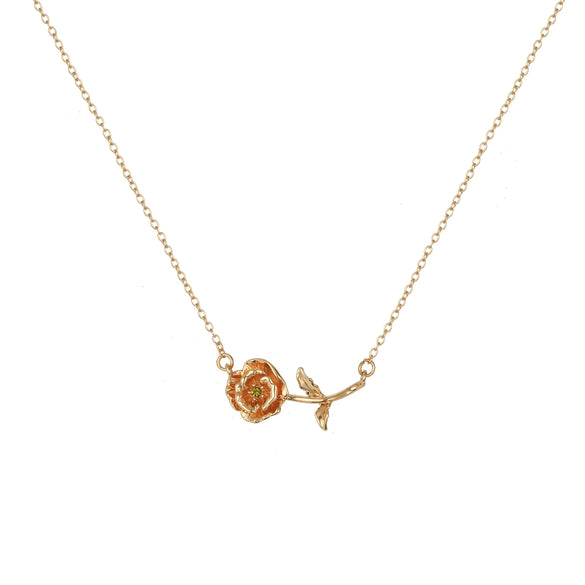 Wholesale Flower Pendant Necklace Copper Gold Plated Decorative Three Dimensional Leaves Design