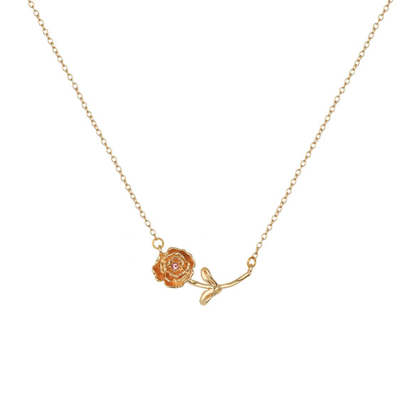 Wholesale Flower Pendant Necklace Copper Gold Plated Decorative Three Dimensional Leaves Design
