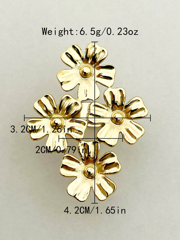 Wholesale Flower Ring Stainless Steel Goldplated Plant Flowers Style