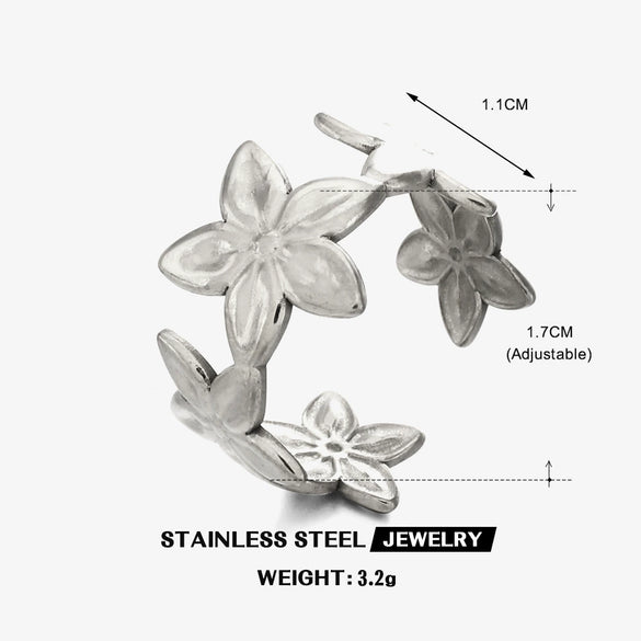 Wholesale Flower Ring Stainless Steel 18K Goldplated Hiphop Style For Women