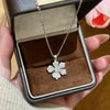 Wholesale Flower Shape Zircon Inlaid Copper Pendant Titanium Steel Oshaped Chain Necklace For Women Light Luxury Style