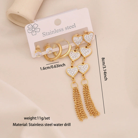 Wholesale Flower Tassel Earrings With Water Droplets And Moon Design Stainless Steel Electroplated For Women