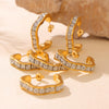 Wholesale Flowershaped 316L Stainless Steel Gold Plated Geometric Lace Zircon Earrings For Women