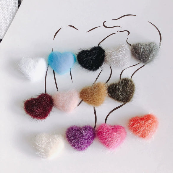 Wholesale Fluffy Flannel Peach Heart Diy Hair Clip Accessories Material In Candy Color With Environmental Protection Treatment