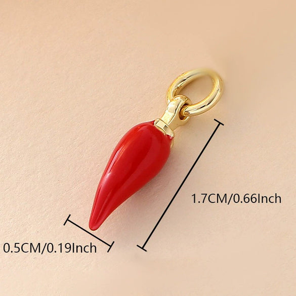Wholesale Food Series Copper Goldplated Cherry Mushroom Oil Drop Pendant Diy Jewelry Accessories
