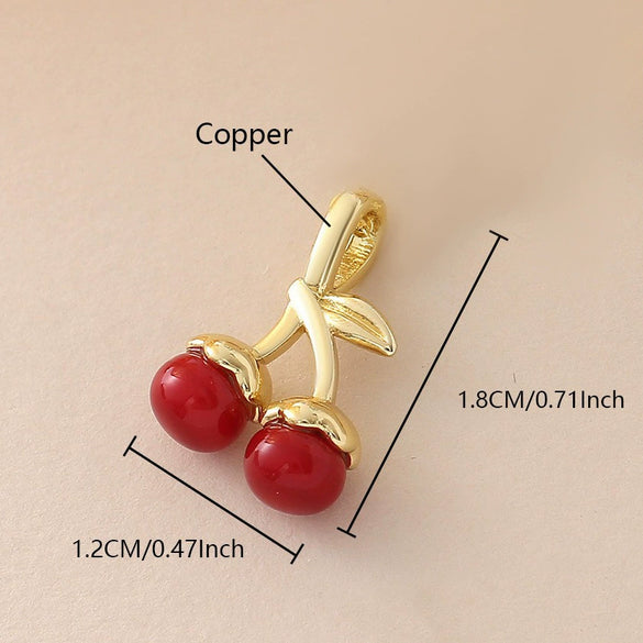 Wholesale Food Series Copper Goldplated Cherry Mushroom Oil Drop Pendant Diy Jewelry Accessories