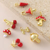 Wholesale Food Series Copper Goldplated Cherry Mushroom Oil Drop Pendant Diy Jewelry Accessories