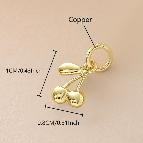 Wholesale Food Series Copper Goldplated Cherry Mushroom Oil Drop Pendant Diy Jewelry Accessories