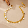 Wholesale Foot Accessories Stainless Steel Goldplated Doublelayer Chain Rice Bead Splicing Star Anklet For Women