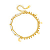 Wholesale Foot Accessories Stainless Steel Goldplated Doublelayer Chain Rice Bead Splicing Star Anklet For Women