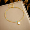 Wholesale Foot Chain Stainless Steel Gold Plated Butterfly Flower Pendant Retro Fashion Style