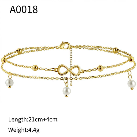 Wholesale Foot Decoration Gold Plated Copper With Artificial Gemstones And Semiprecious Stones Geometric Style For Women