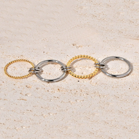 Wholesale Fourlayer Twist Plus Round Wire Ring Titanium Steel Geometric 18K Gold Electroplated