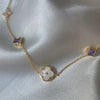 Wholesale Fourleaf Clover And Snowflake Zircon Pendant Necklace Copper Plated Real Gold With Heart And Star Pattern