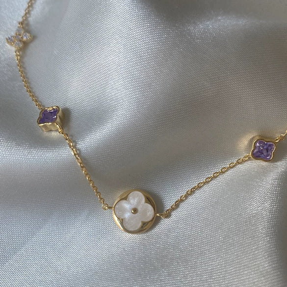 Wholesale Fourleaf Clover And Snowflake Zircon Pendant Necklace Copper Plated Real Gold With Heart And Star Pattern