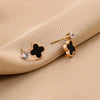 Wholesale Fourleaf Clover Diamond Earrings In Rose Gold Light Luxury Style Nonfading Titanium Steel Electroplated
