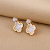 Wholesale Fourleaf Clover Diamond Earrings In Rose Gold Light Luxury Style Nonfading Titanium Steel Electroplated