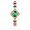 Wholesale Fourleaf Clover Flower Shape Alloy Rhinestone Emerald Bracelet Watch For Women With Sapphire Crystal Glass Mirror And Stainless Steel Buckle
