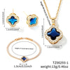 Wholesale Fourleaf Clover Pendant Multicolor Sweet Fashion Copper Jewelry Set With Inlaid Zircon Electroplated Earrings Bracelet And Necklace