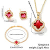 Wholesale Fourleaf Clover Pendant Multicolor Sweet Fashion Copper Jewelry Set With Inlaid Zircon Electroplated Earrings Bracelet And Necklace