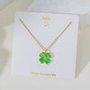 Wholesale Fourleaf Clover Pendant Necklace Copper Pendant Titanium Steel Chain Electroplated Simple Style With Heart Flower Star And Geometric Patterns