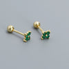 Wholesale Fourleaf Clover Piercing Earrings For Women S925 Silver Floral Zircon Thread Ear Nail Overlapped Electroplated