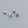 Wholesale Fourleaf Clover Piercing Earrings For Women S925 Silver Floral Zircon Thread Ear Nail Overlapped Electroplated