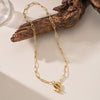 Wholesale Fourleaf Clover Rhombus Sweet And Cool Geometric Style Electroplated 18K Gold Steel Sweater Chain Jewelry For Women