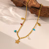 Wholesale Fourleaf Clover Rhombus Sweet And Cool Geometric Style Electroplated 18K Gold Steel Sweater Chain Jewelry For Women