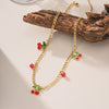 Wholesale Fourleaf Clover Rhombus Sweet And Cool Geometric Style Electroplated 18K Gold Steel Sweater Chain Jewelry For Women