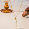 Wholesale Fourleaf Clover Rhombus Sweet And Cool Geometric Style Electroplated 18K Gold Steel Sweater Chain Jewelry For Women