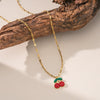 Wholesale Fourleaf Clover Rhombus Sweet And Cool Geometric Style Electroplated 18K Gold Steel Sweater Chain Jewelry For Women