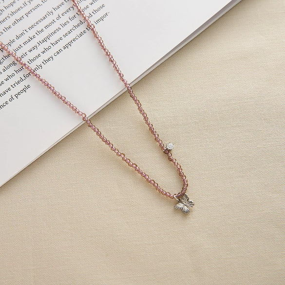 Wholesale Fourleaf Clover Rhombus Sweet And Cool Geometric Style Electroplated 18K Gold Steel Sweater Chain Jewelry For Women