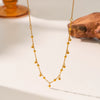 Wholesale Fourleaf Clover Rhombus Sweet And Cool Geometric Style Electroplated 18K Gold Steel Sweater Chain Jewelry For Women