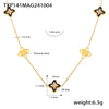 Wholesale Fourleaf Flower Dripping Oil Zircon Full Diamond Titanium Steel Bracelet Necklace For Girls With Electroplating Design