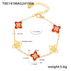 Wholesale Fourleaf Flower Dripping Oil Zircon Full Diamond Titanium Steel Bracelet Necklace For Girls With Electroplating Design