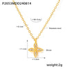 Wholesale Fourpetal Flower Zircon Pendant Collarbone Necklace And Open Ring For Women Titanium Steel 18K Gold Plated Electroplated