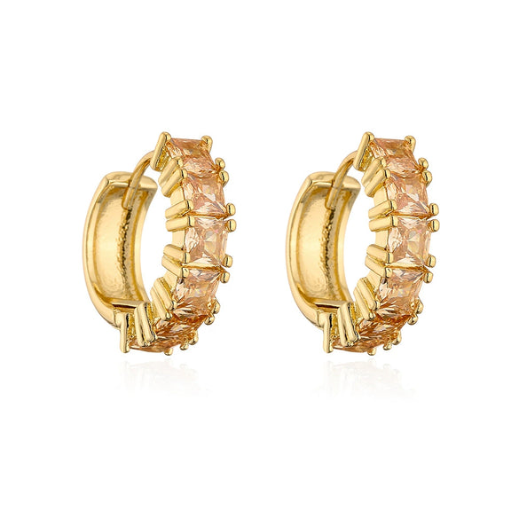 Wholesale French Niche Luxury Copper Plated Zircon Earrings For Women Retro Geometric Style