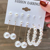 Wholesale French Retro Artificial Pearl Love Earrings Set Six Pairs Geometric Style Electroplated