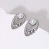 Wholesale French Retro Court Style Simulation Pearl Titanium Steel Earrings 18K Gold Plated For Women