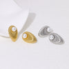 Wholesale French Retro Court Style Simulation Pearl Titanium Steel Earrings 18K Gold Plated For Women