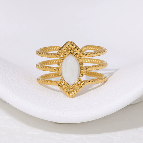 Wholesale French Retro Court Style Titanium Steel Open Ring 18K Gold Plated Geometric Light Luxury High End Fashion Elegant All Match