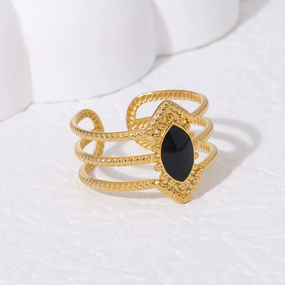 Wholesale French Retro Court Style Titanium Steel Open Ring 18K Gold Plated Geometric Light Luxury High End Fashion Elegant All Match