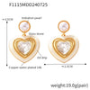 Wholesale French Retro Earrings With Imitation Pearl And Heart Shaped Three Dimensional Glass Stone Copper Material Electroplating Design