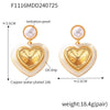 Wholesale French Retro Earrings With Imitation Pearl And Heart Shaped Three Dimensional Glass Stone Copper Material Electroplating Design
