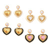 Wholesale French Retro Earrings With Imitation Pearl And Heart Shaped Three Dimensional Glass Stone Copper Material Electroplating Design