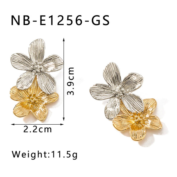 Wholesale French Retro Flower Suit Tassel Earrings In Stainless Steel With 18K Gold Plated Electroplating And Geometric Flower Design