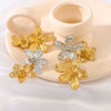 Wholesale French Retro Flower Suit Tassel Earrings In Stainless Steel With 18K Gold Plated Electroplating And Geometric Flower Design