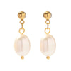 Wholesale French Retro Freshwater Pearl Pendant Earrings Stainless Steel Non Fading Geometric Style For Women